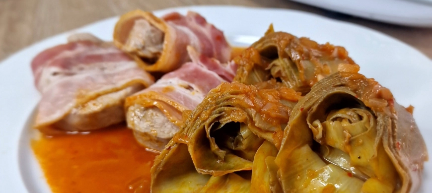 Menú completo con Thermomix: SOLOMILLO DE CERDO CON ALCACHOFAS