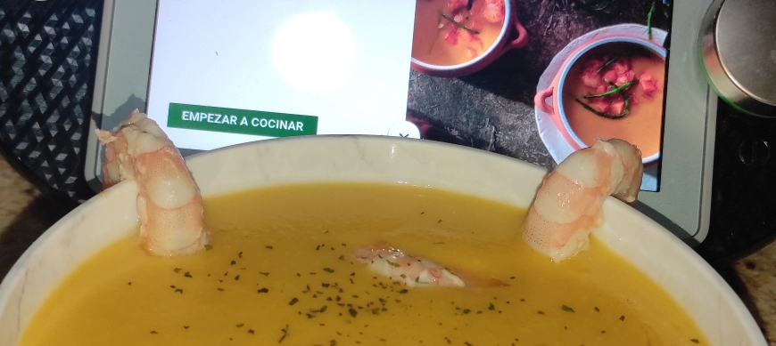 CREMA DE CALABAZA Y LANGOSTINOS CON THERMOMIX EN RIBERA DEL FRESNO