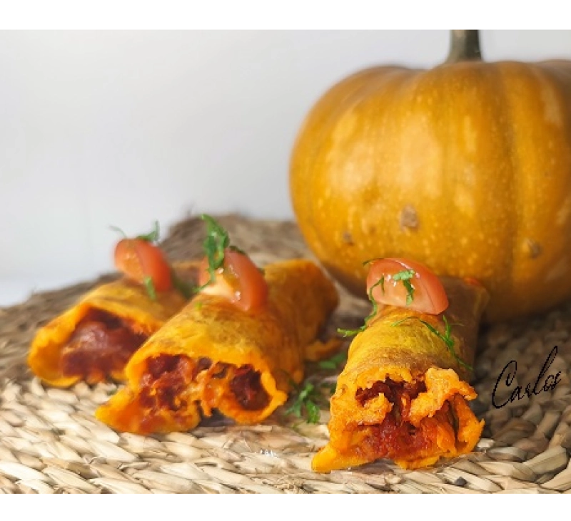CHULAS DE CALABAZA RELLENAS DE CHORIZO EN THERMOMIX. BADAJOZ, VILLANUEVA DE LA SERENA, DON BENITO. MERIDA, ZAFRA