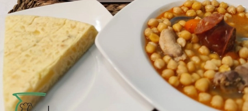 COCIDO EXTREMEÑO Y TORTILLA DE PATATAS AL VAPOR CON THERMOMIX. BADAJOZ, VILLANUEVA DE LA SERENA, DON BENITO.