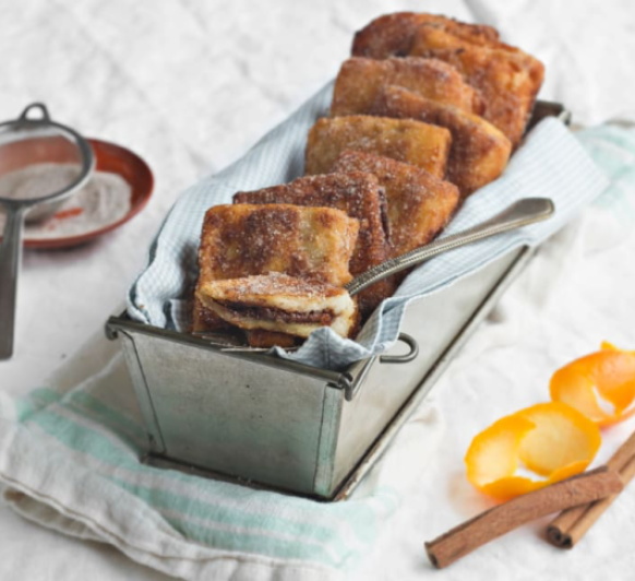 BOCADITOS DE TORRIJAS RELLENAS CON CORAZÓN DE CHOCOLATE EN Thermomix® MERIDA